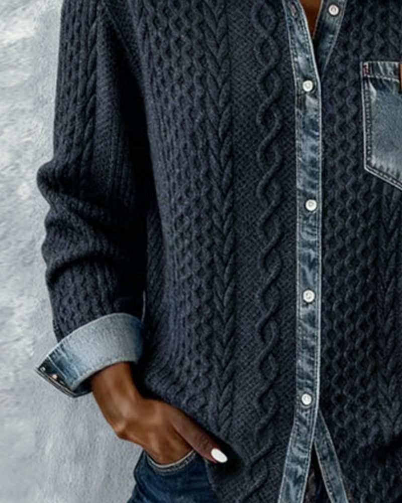 חולצה ארוכת שרוולים בדוגמת פאצ'ורק ג'ינס