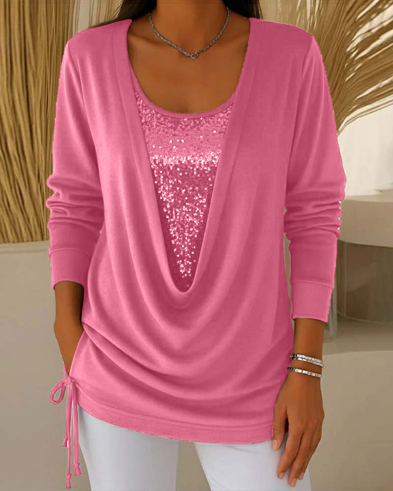 טופ דו-גווני עם פייטים – אפקט שני-באחד