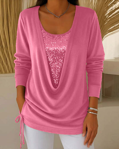 טופ דו-גווני עם פייטים – אפקט שני-באחד