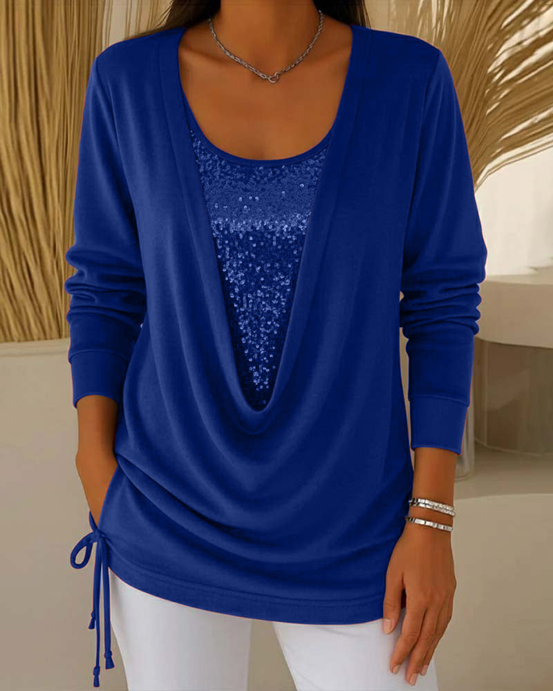 טופ דו-גווני עם פייטים – אפקט שני-באחד