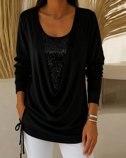 טופ דו-גווני עם פייטים – אפקט שני-באחד