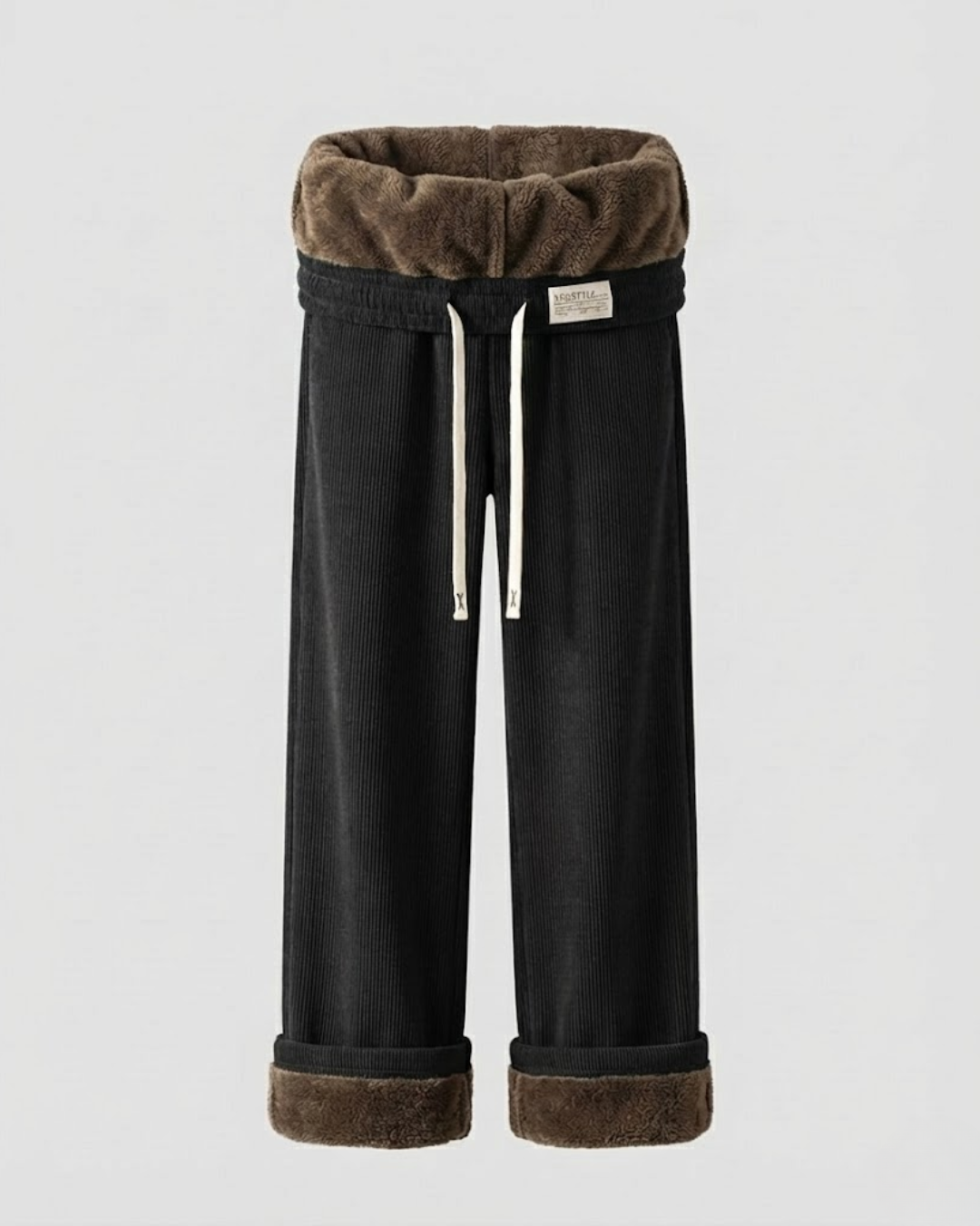 מכנסי קורדרוי עם ליינינג מצמר - גזרה גבוהה ומותן אלסטית