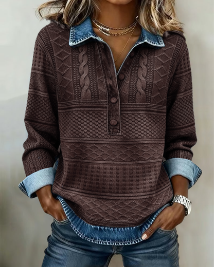 סוודר מודרני עם כפתורים חלקיים