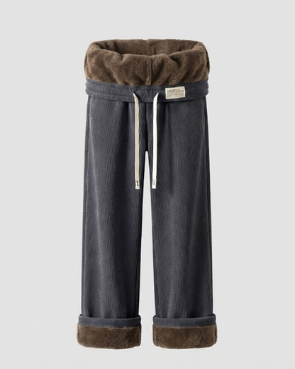 מכנסי קורדרוי עם ליינינג מצמר - גזרה גבוהה ומותן אלסטית