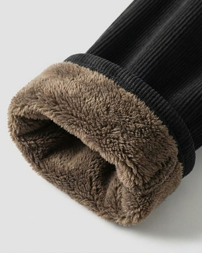 מכנסי קורדרוי עם ליינינג מצמר - גזרה גבוהה ומותן אלסטית