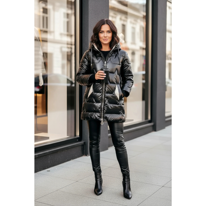 מעיל חורף ארוך לנשים | עם כובע