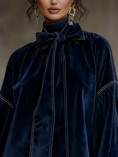 טרינידאד | שמלה מיני מבד קטיפה עם קשירה