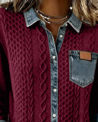 חולצה ארוכת שרוולים בדוגמת פאצ'ורק ג'ינס