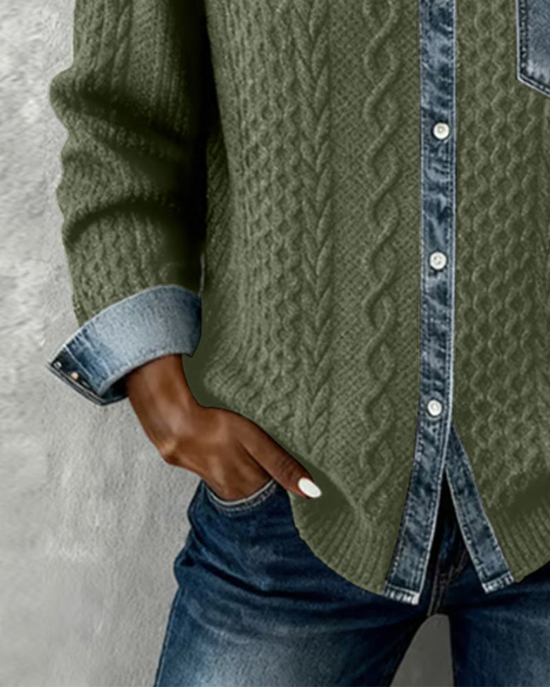 חולצה ארוכת שרוולים בדוגמת פאצ'ורק ג'ינס