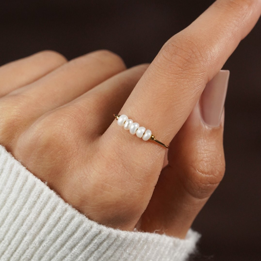 טבעת מHebrew of freshwater pearls - Grace