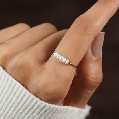 טבעת מHebrew of freshwater pearls - Grace