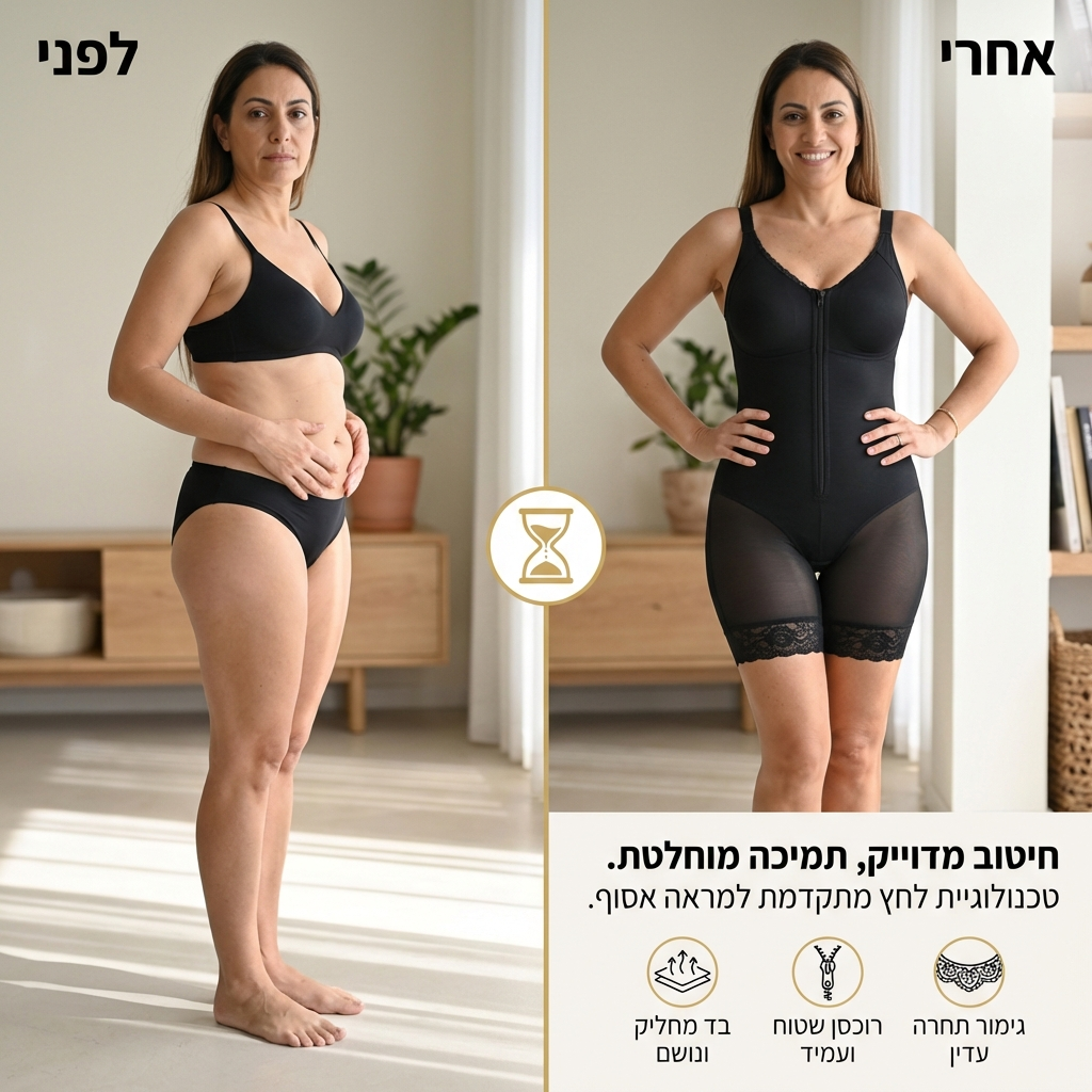 בגד גוף מחטב שלם עם רוכסן קדמי