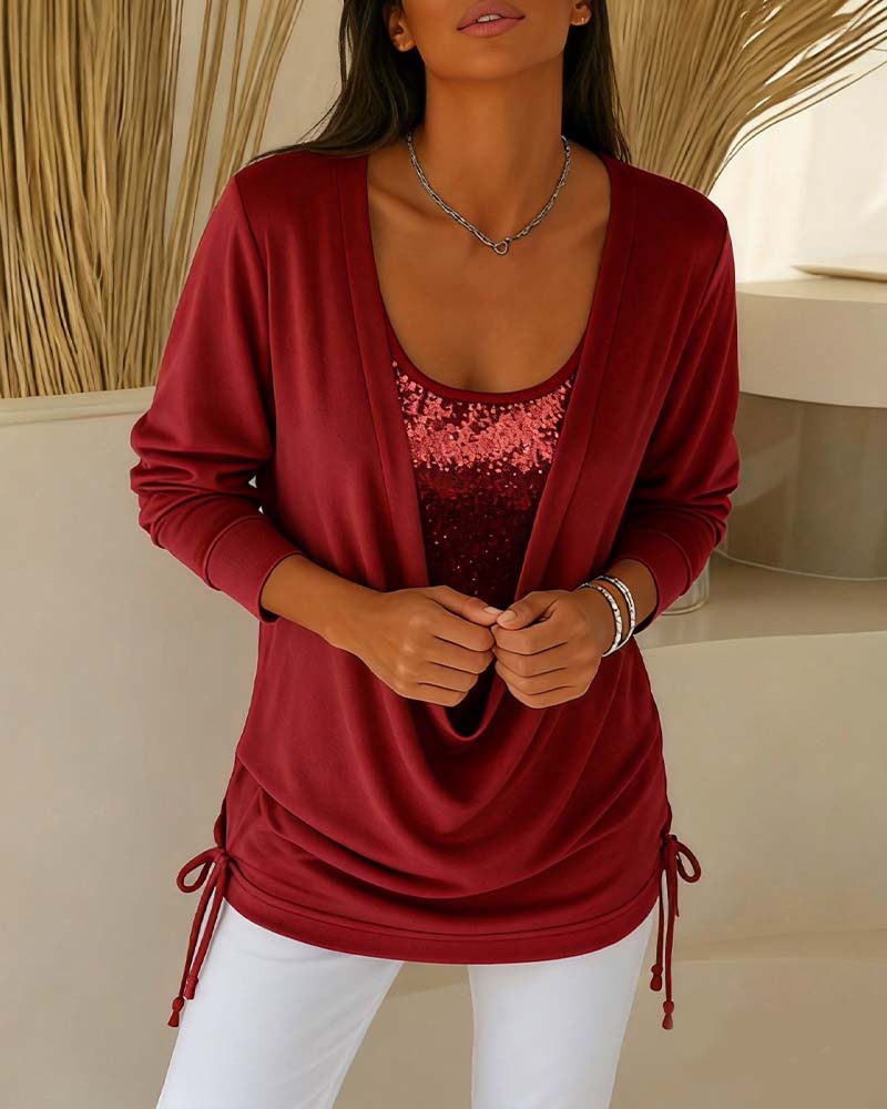 טופ דו-גווני עם פייטים – אפקט שני-באחד