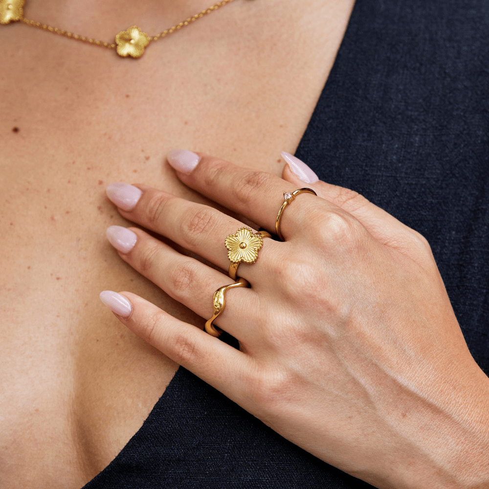 טבעת עלי קלאב בזהב